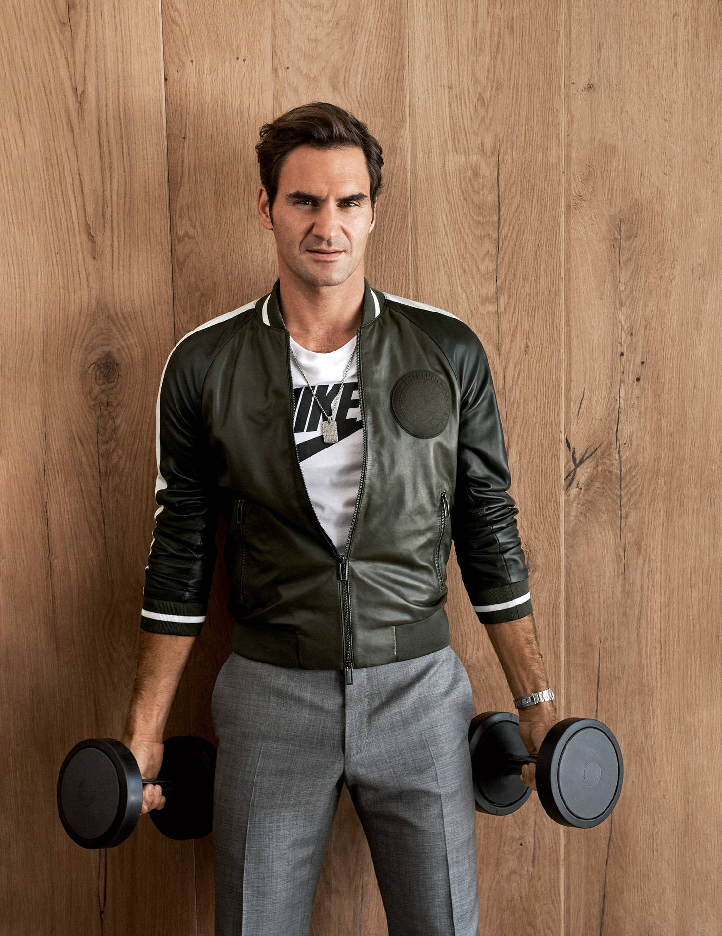 Roger Federer In Bomber Jacket