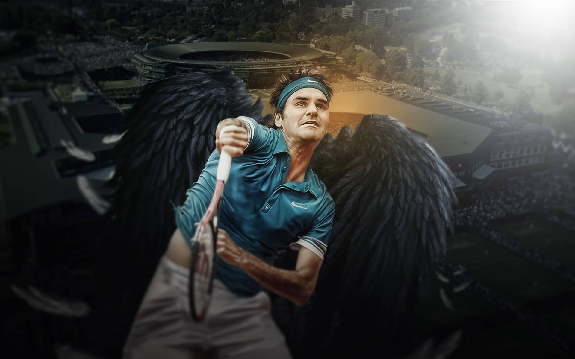 Roger Federer Tennis Black Angel
