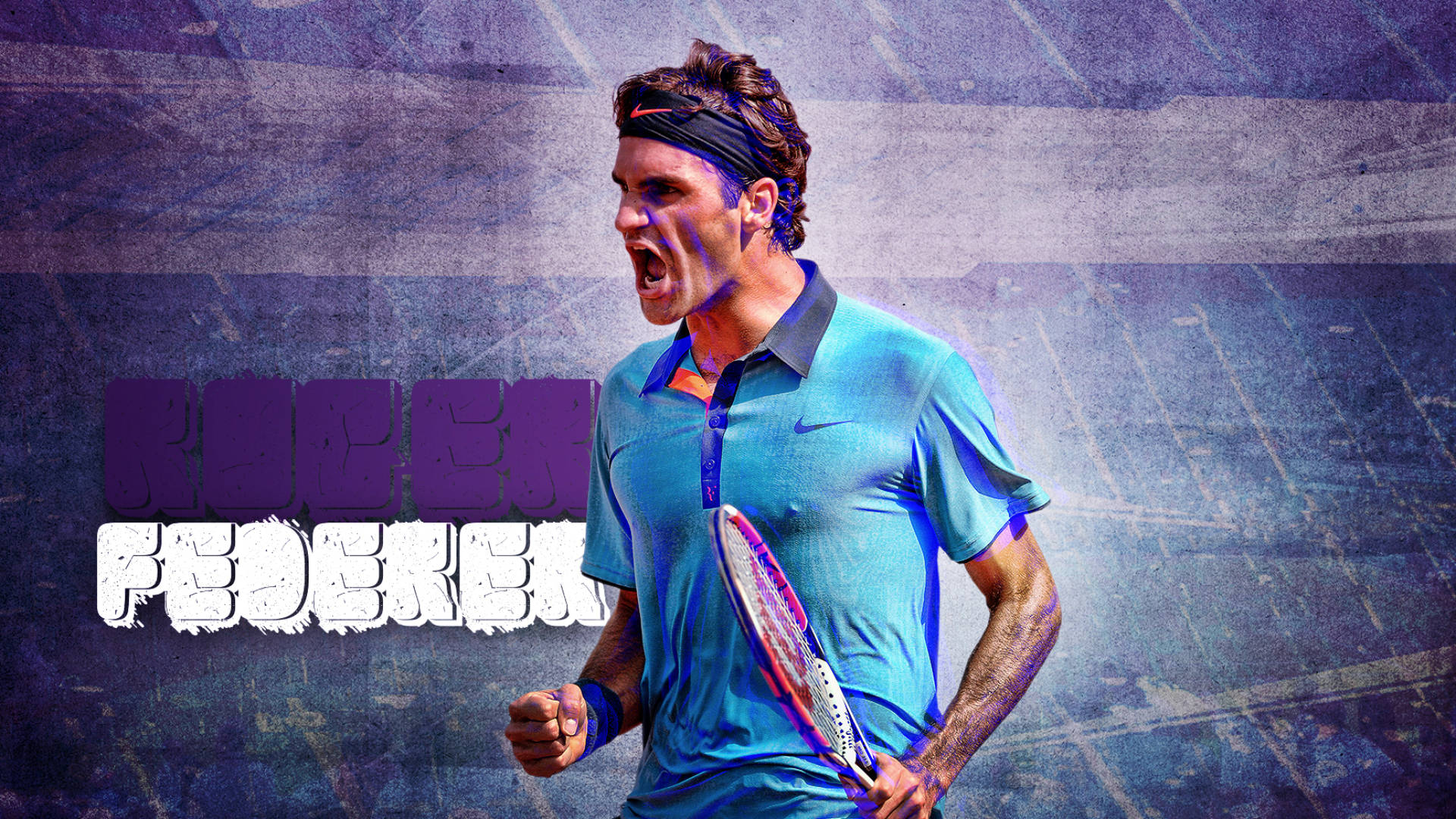 Roger Federer Tennis Violet Art