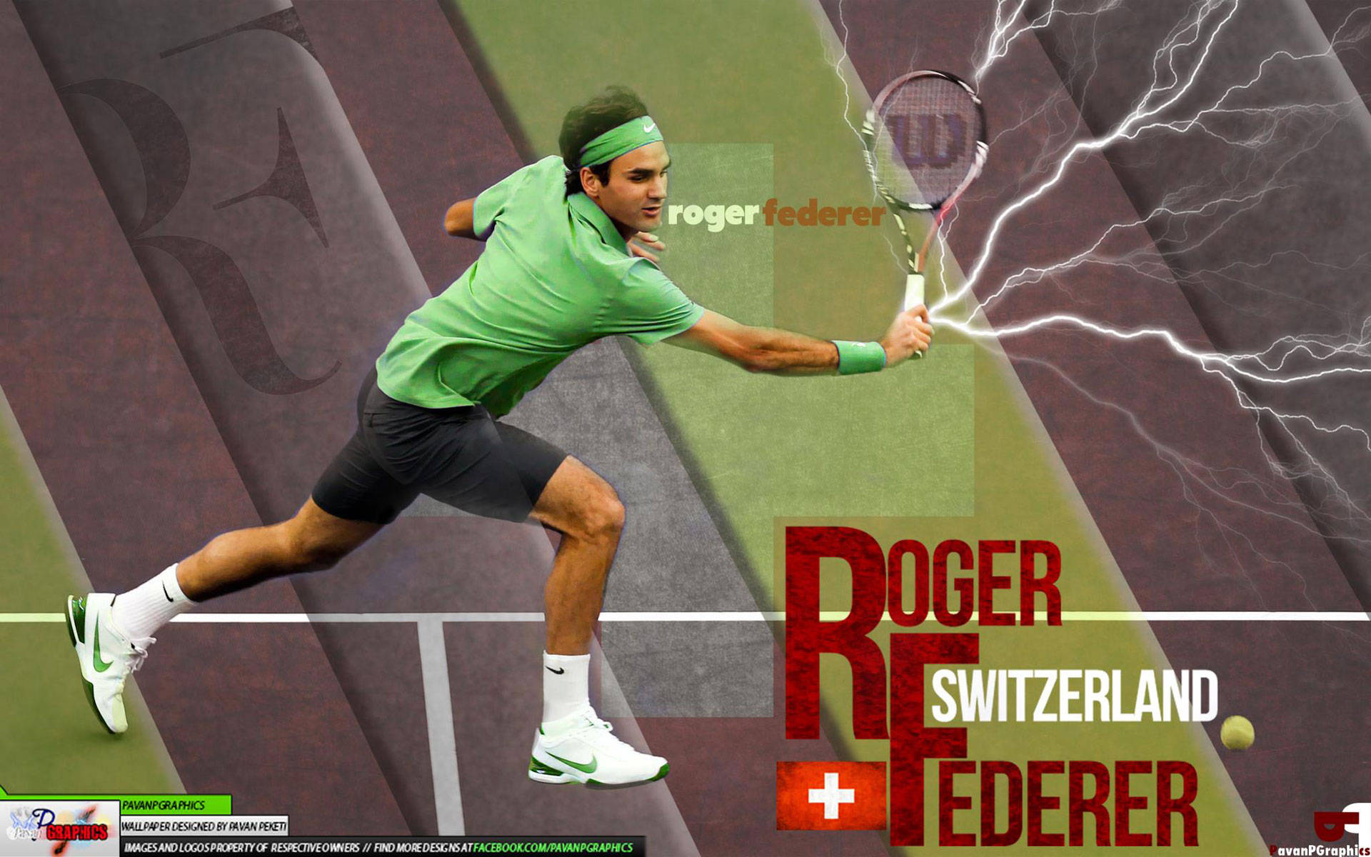 Roger Federer Thunder Smash er et af de mest intense tapeter til computeren. Wallpaper