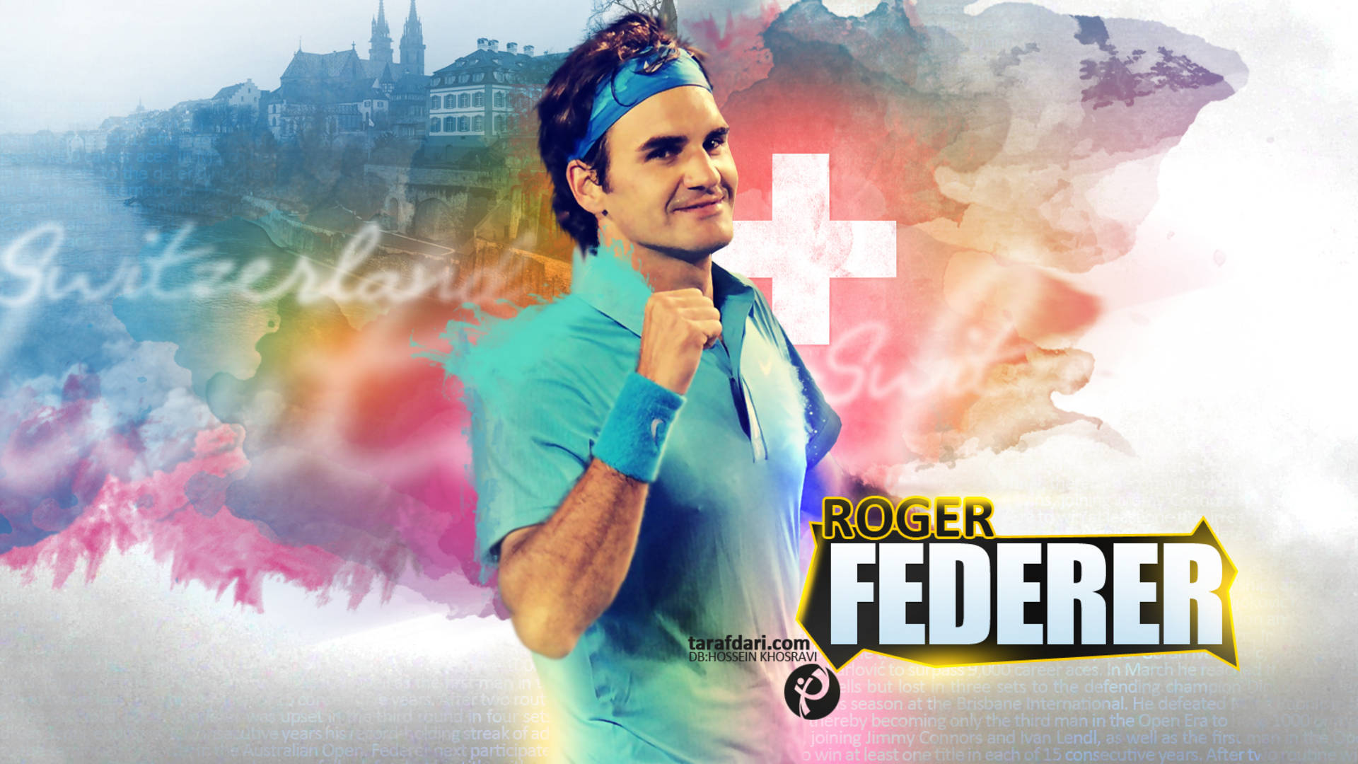 Roger Federer - The Tennis Maestro in Vibrant hues Wallpaper