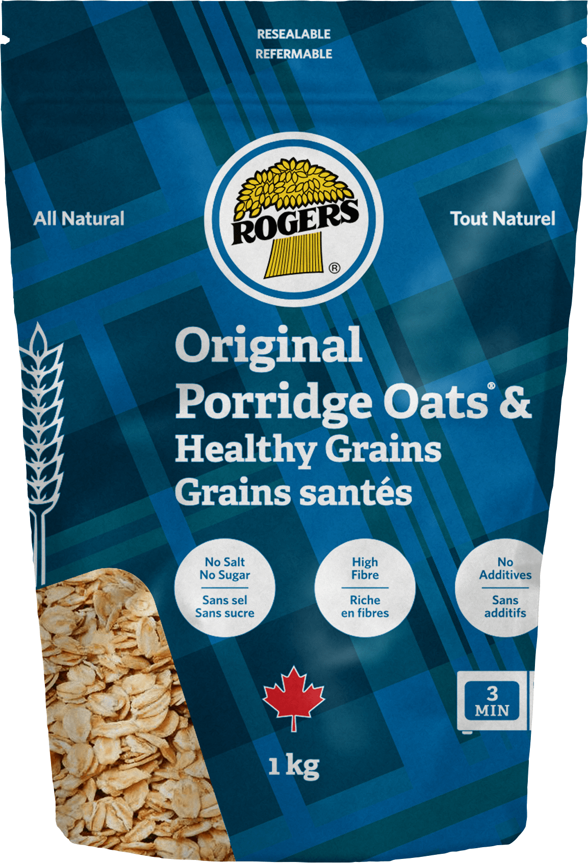 Rogers Original Porridge Oats Healthy Grains Package PNG