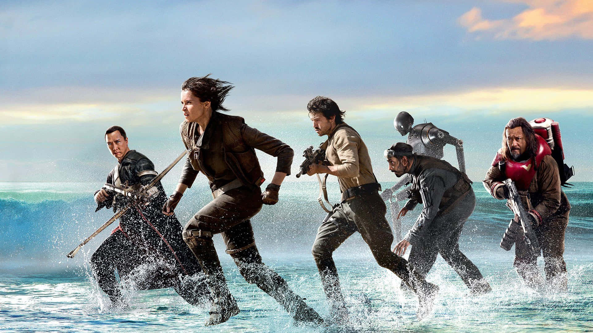 Tim Rogue One Berlari Di Pantai Wallpaper