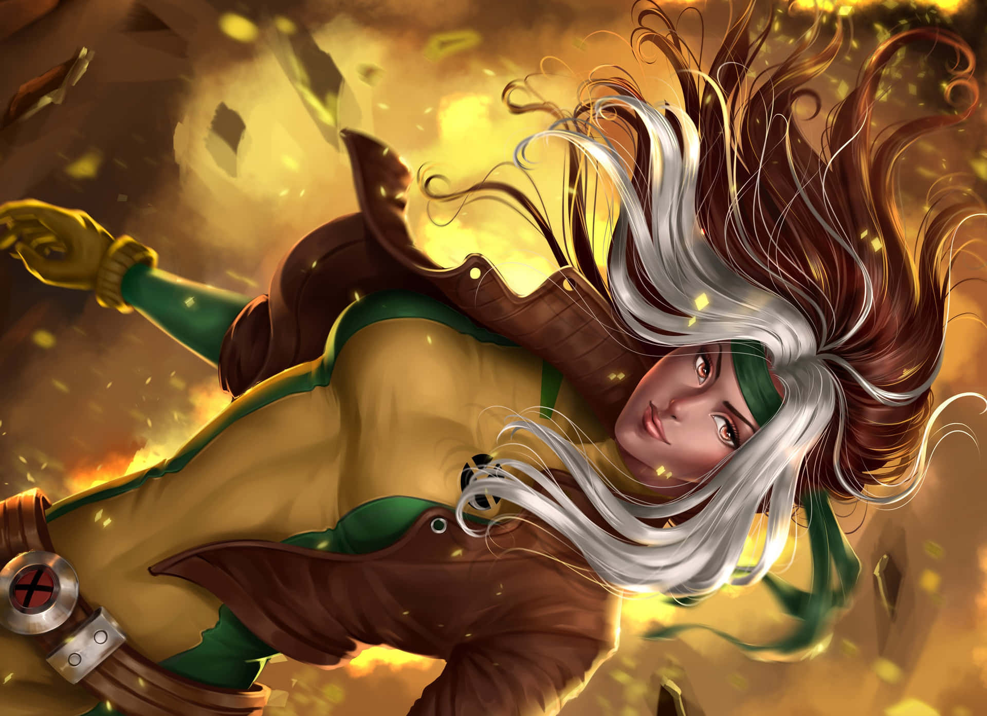 A Female Comic Character With Long Hair And Green Eyes Wallpaper