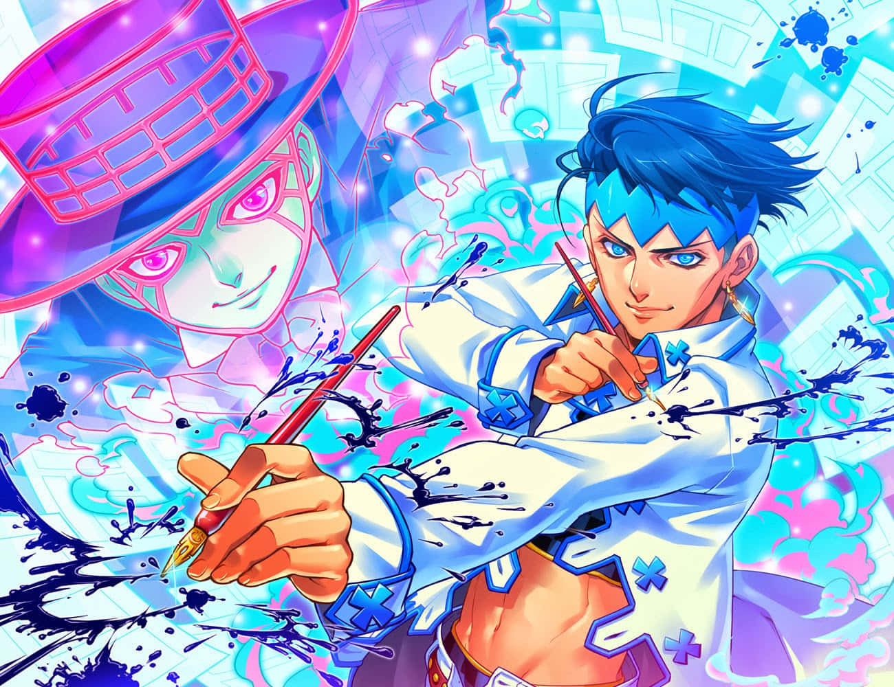 Rohan Kishibe posing confidently in his signature outfit Wallpaper