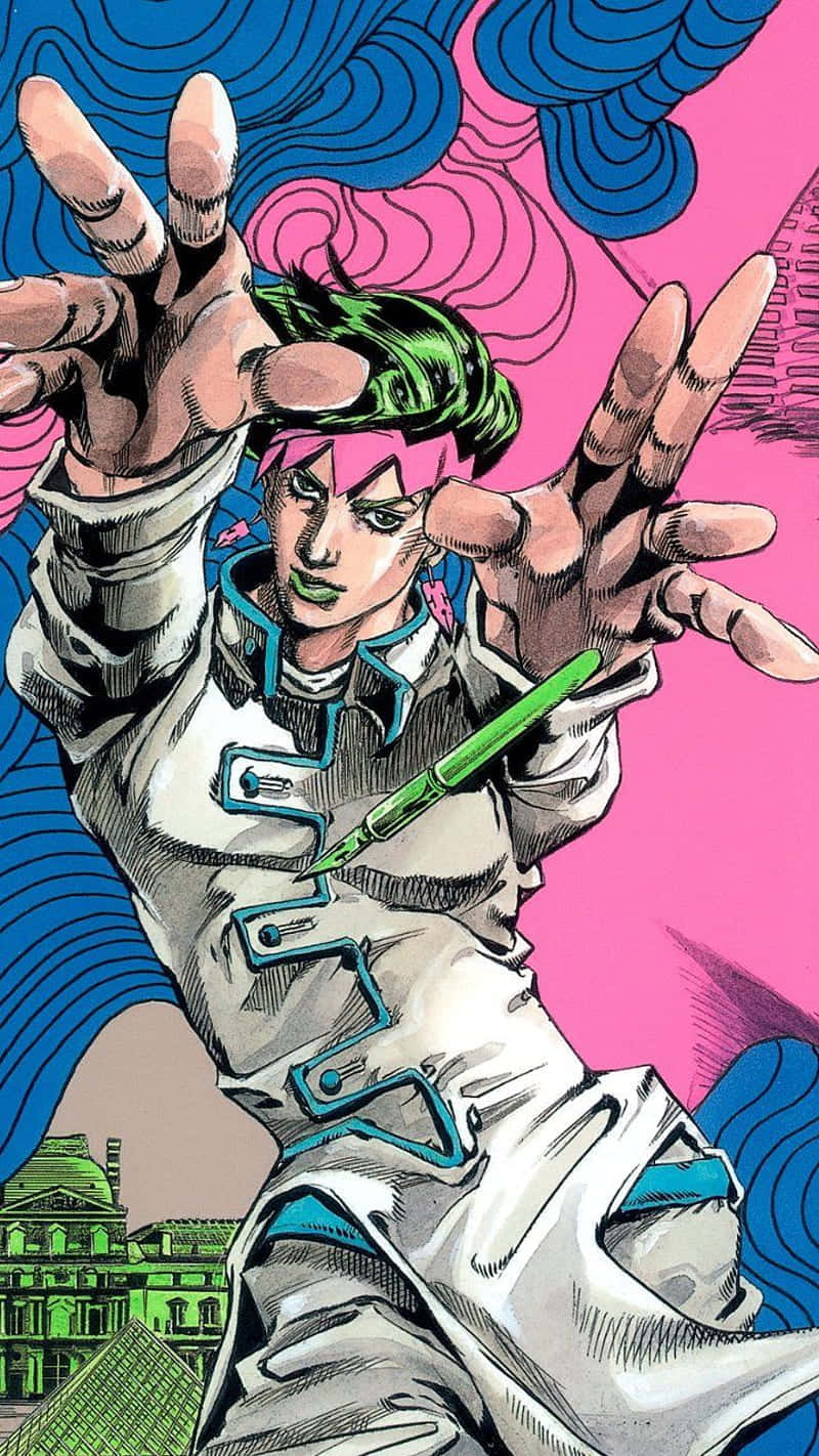 Rohan Kishibe striking a pose in his iconic style Wallpaper
