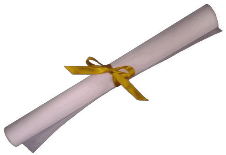Rolled Diplomawith Golden Ribbon PNG