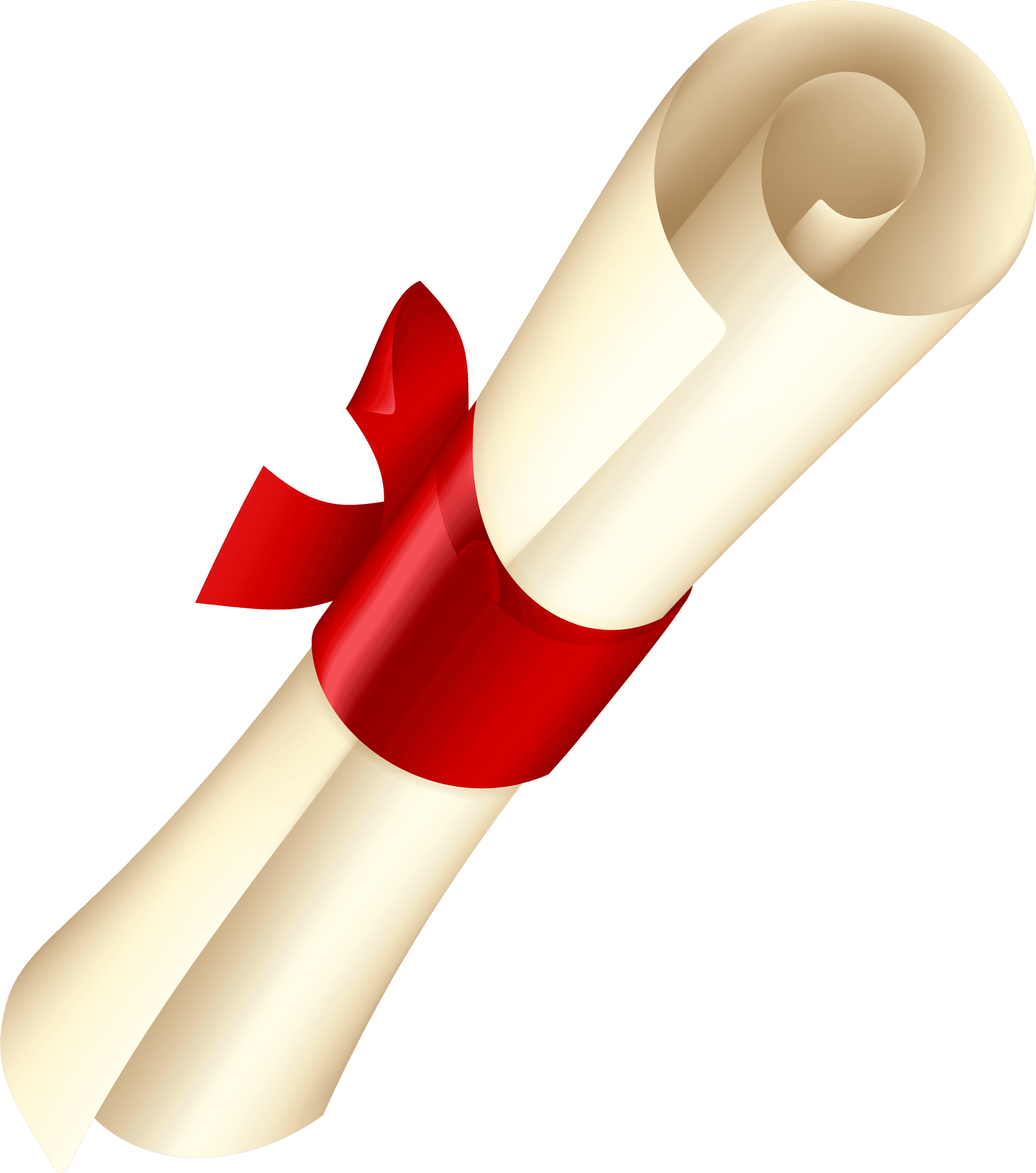 Rolled Diplomawith Red Ribbon PNG