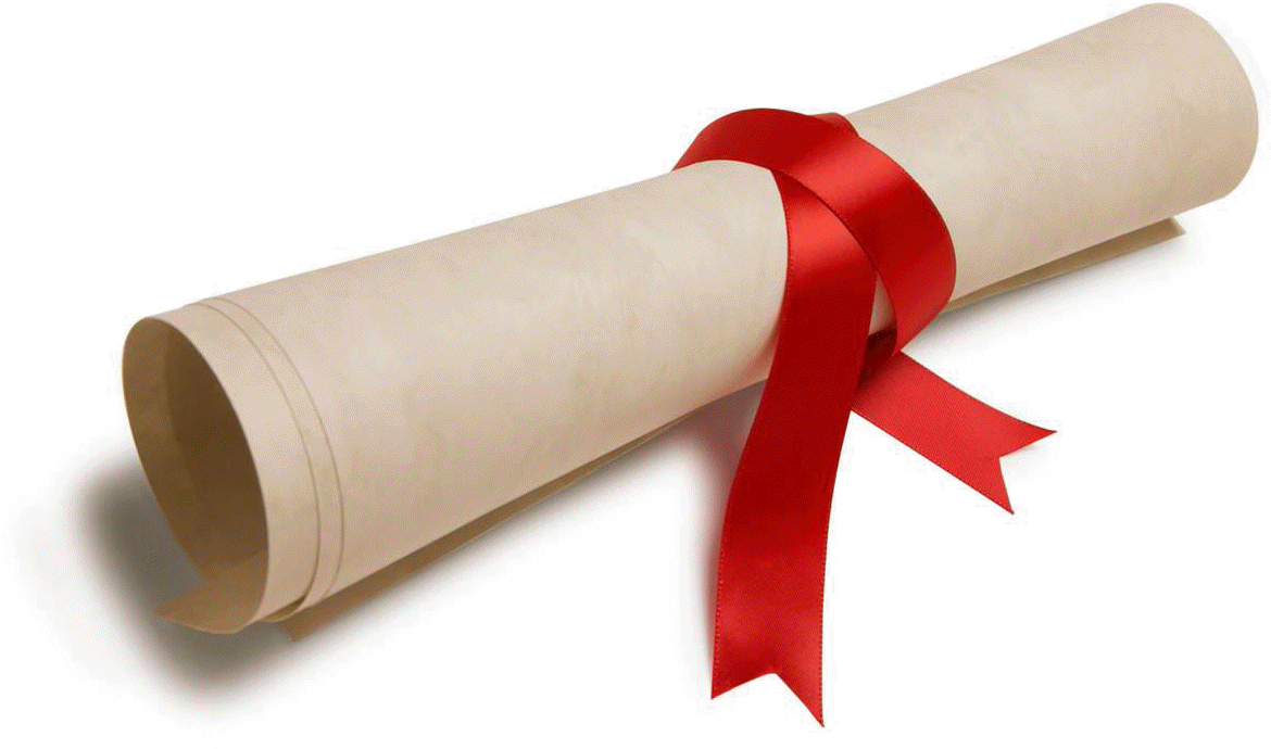 Rolled Diplomawith Red Ribbon PNG