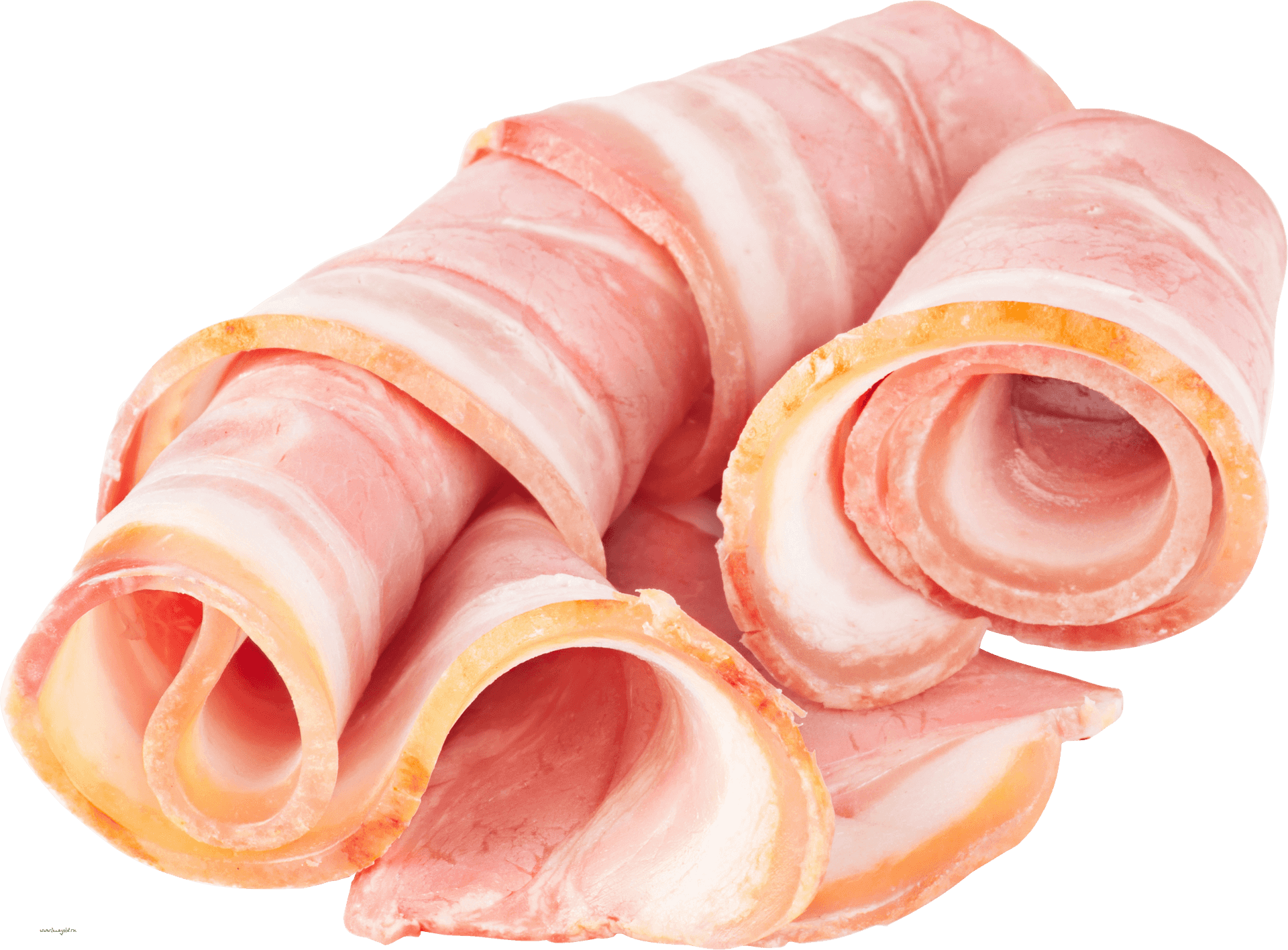 Rolled Slicesof Raw Bacon PNG