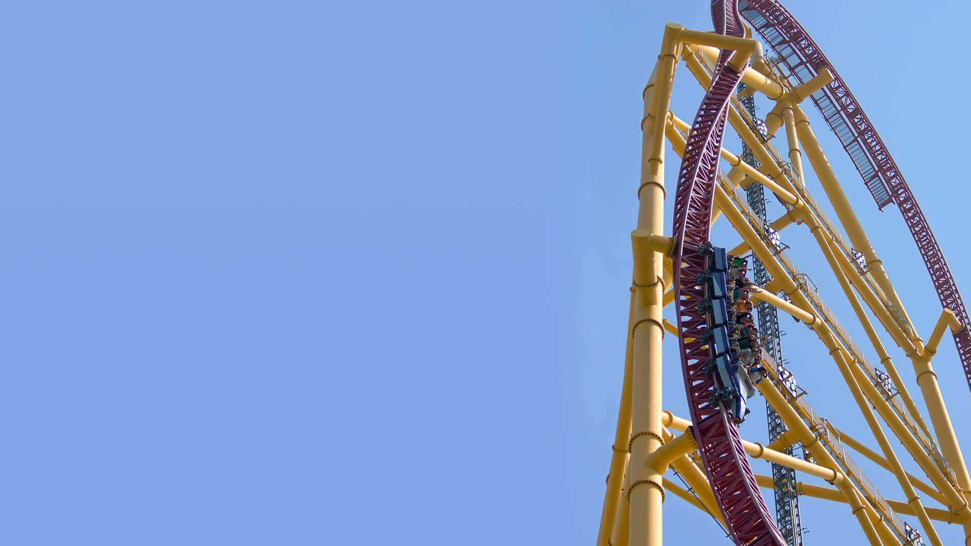 Thrilling Roller Coaster Ride in an Amusement Park
