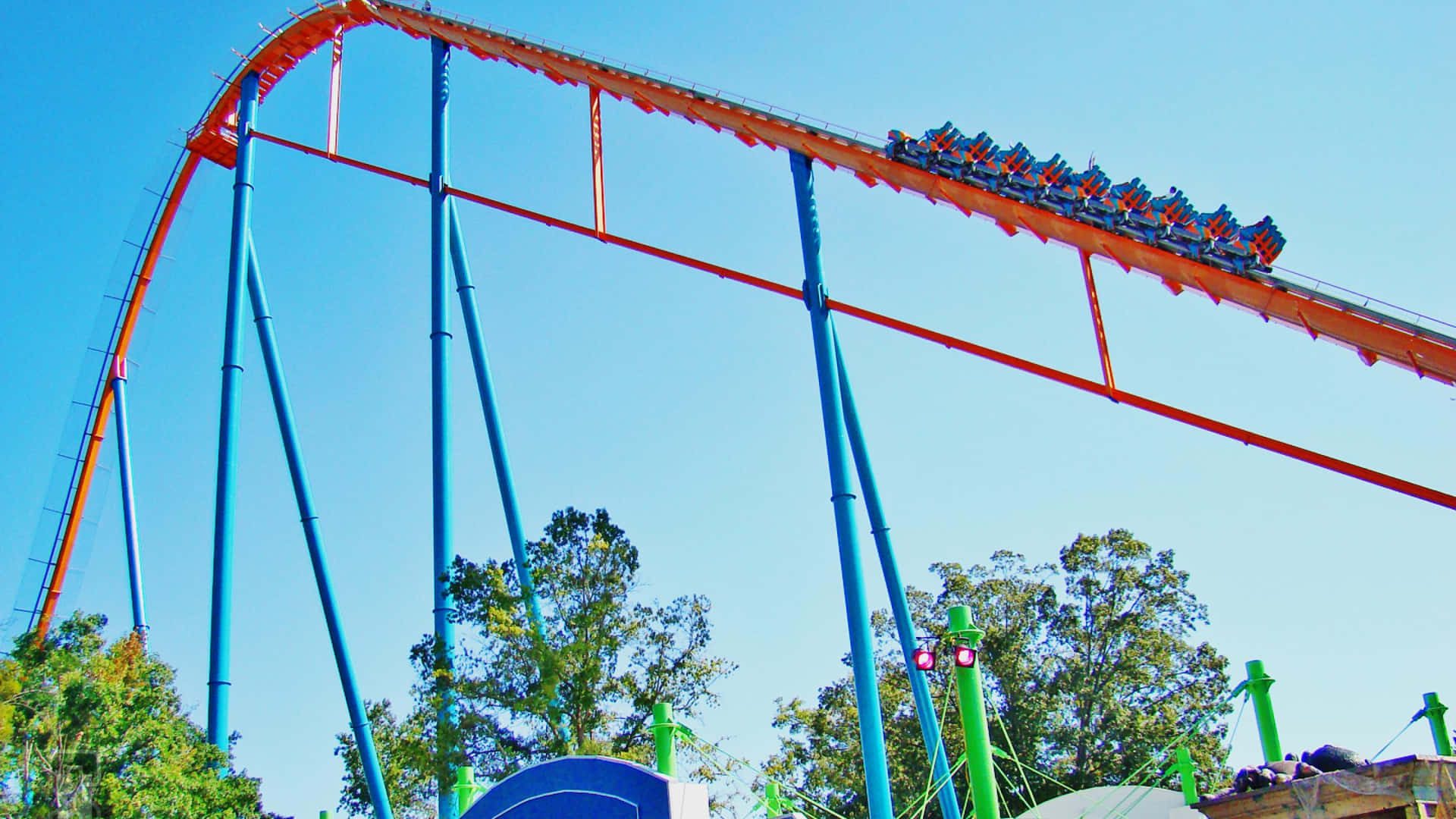 Thrilling Roller Coaster Ride at Amusement Park