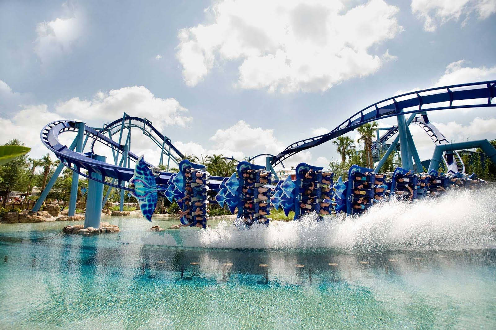 Roller Coaster With Splashing Water Wallpaper