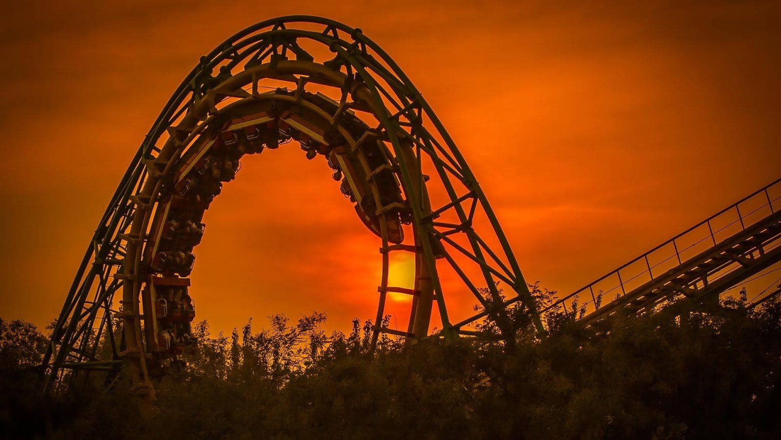Roller Coaster With Sunset Clouds Wallpaper