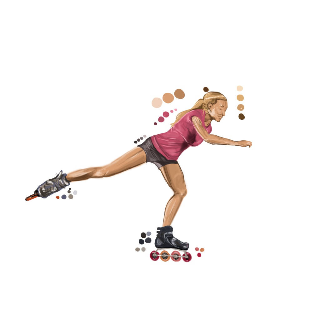 Rollerblading Woman Digitally Painted Art Wallpaper