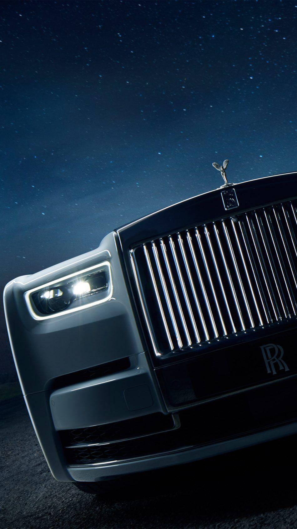 Rolls-Royce 4K Phantom Close-up Night Sky Wallpaper