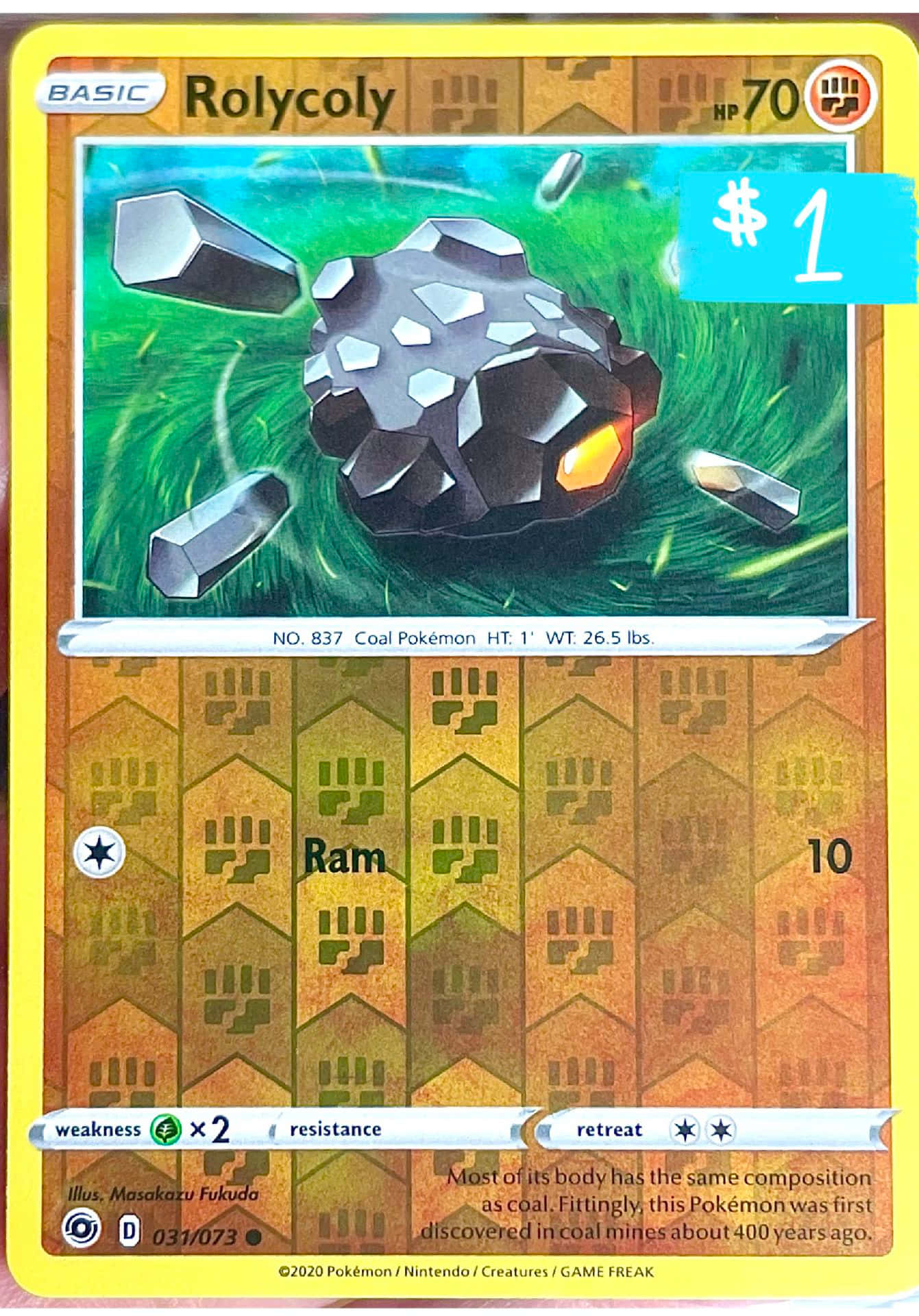 Rolycoly Pokémon Champion's Path Card Wallpaper
