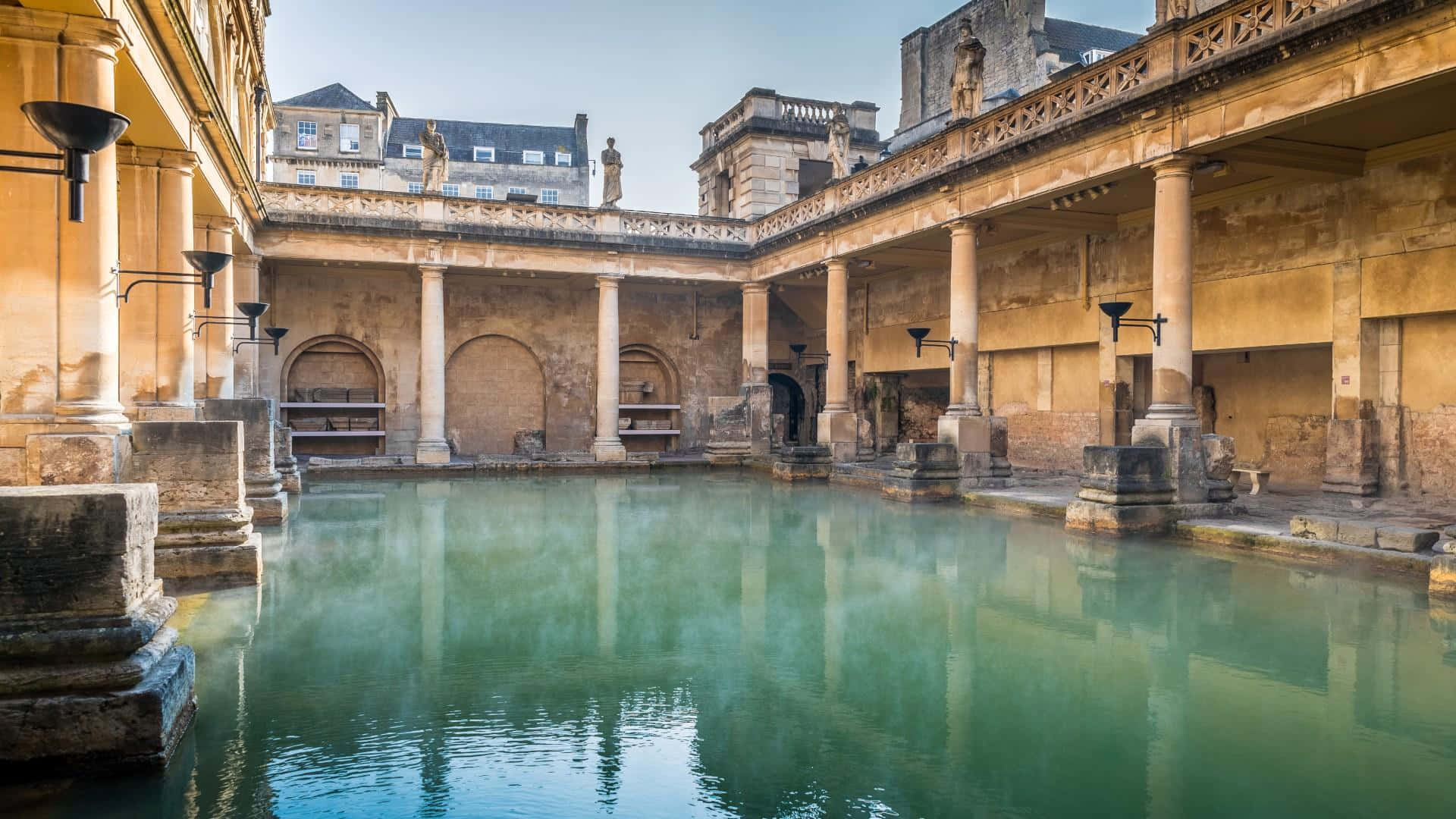 Roman Baths Bath U K Sunrise Wallpaper