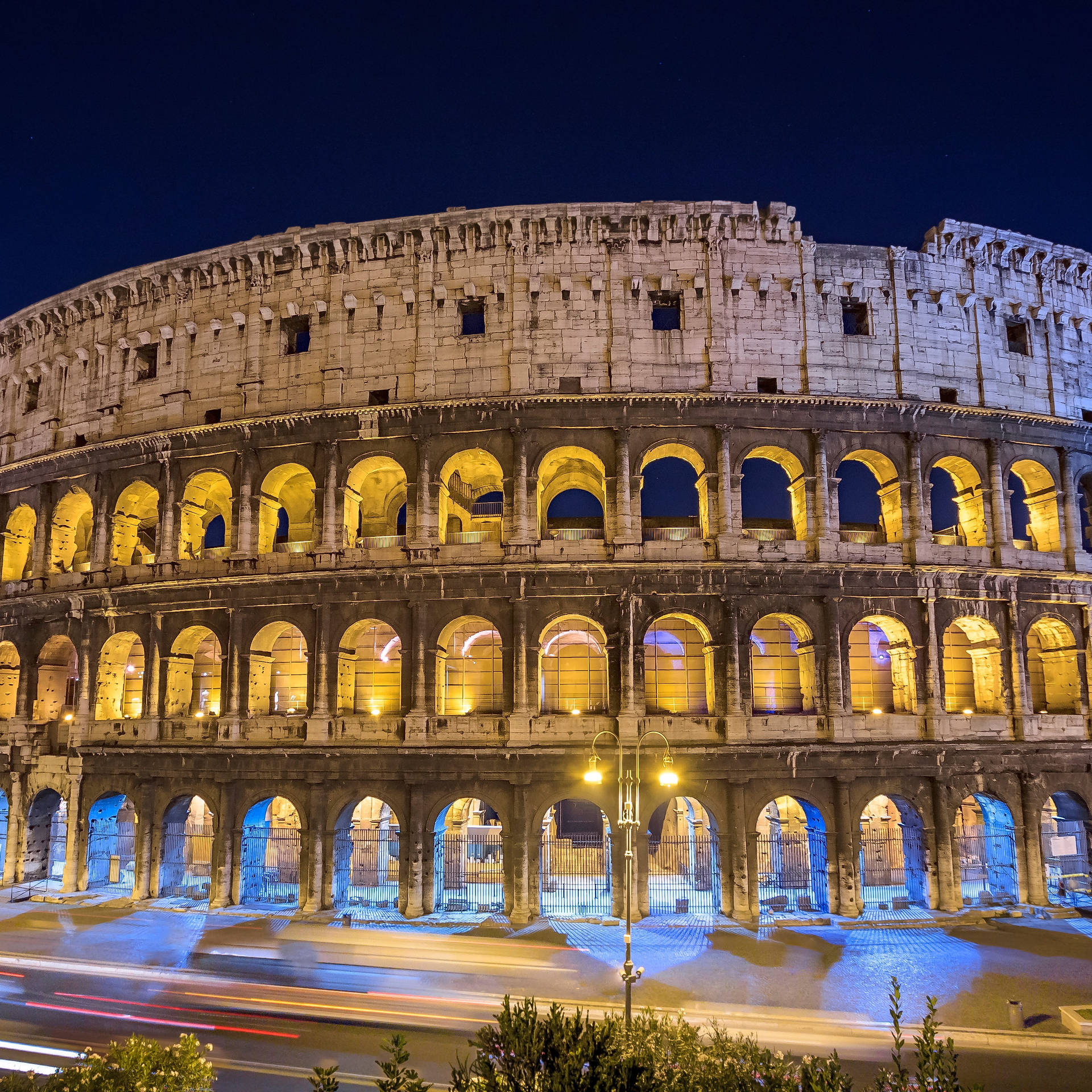 Roman Colosseum At Night Square Wallpaper