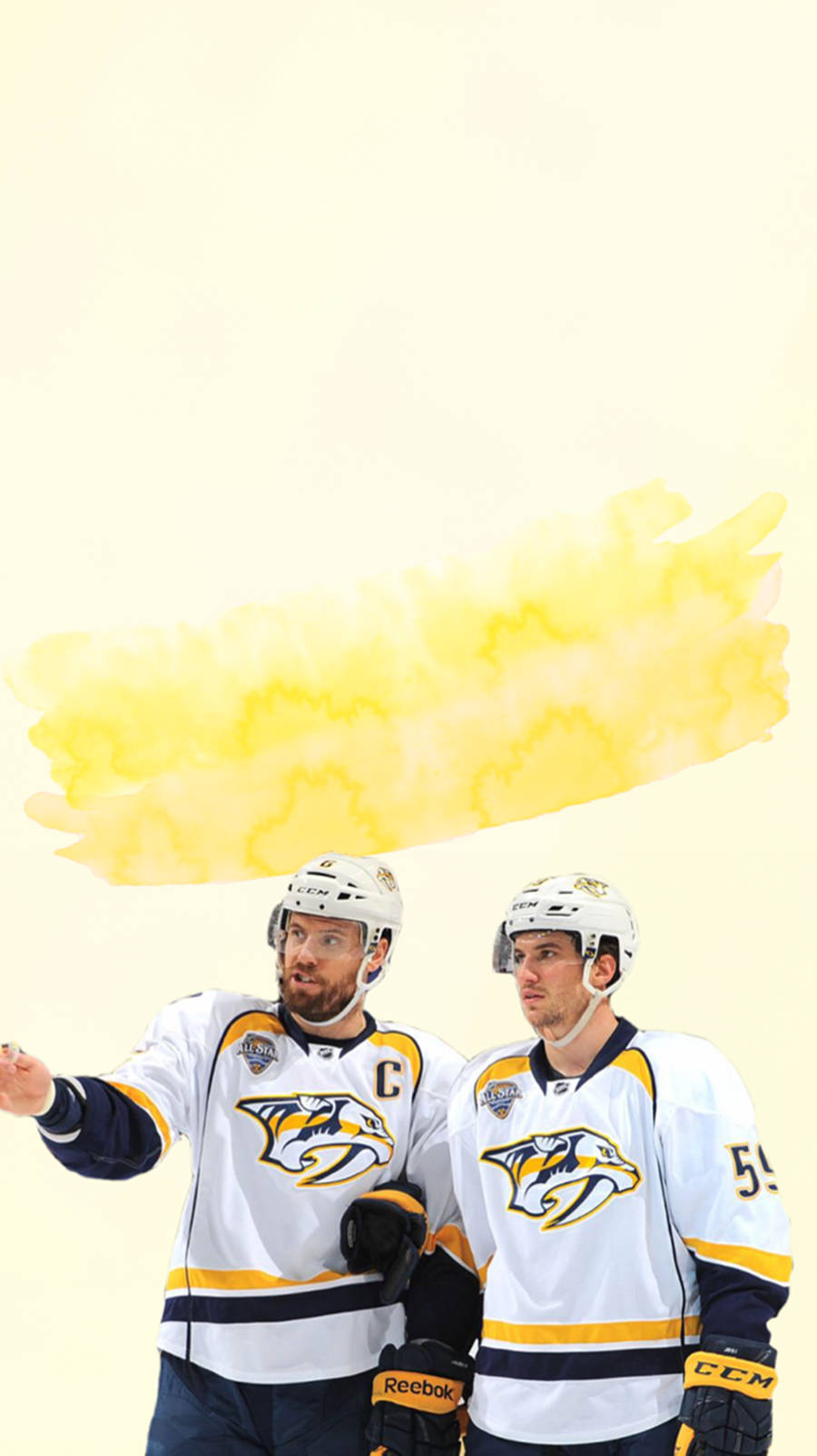 NHL Stars Roman Josi and Mike Fisher in Action Wallpaper
