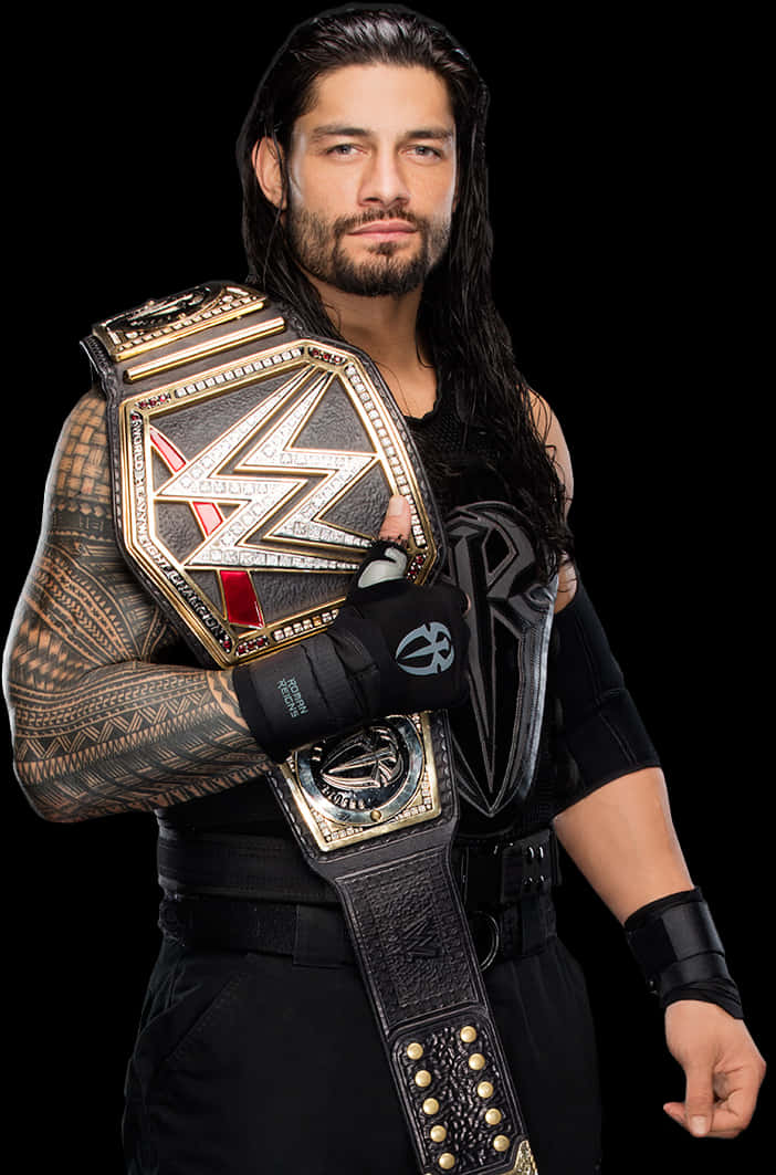 Download Roman Reigns W W E Champion Portrait | Wallpapers.com