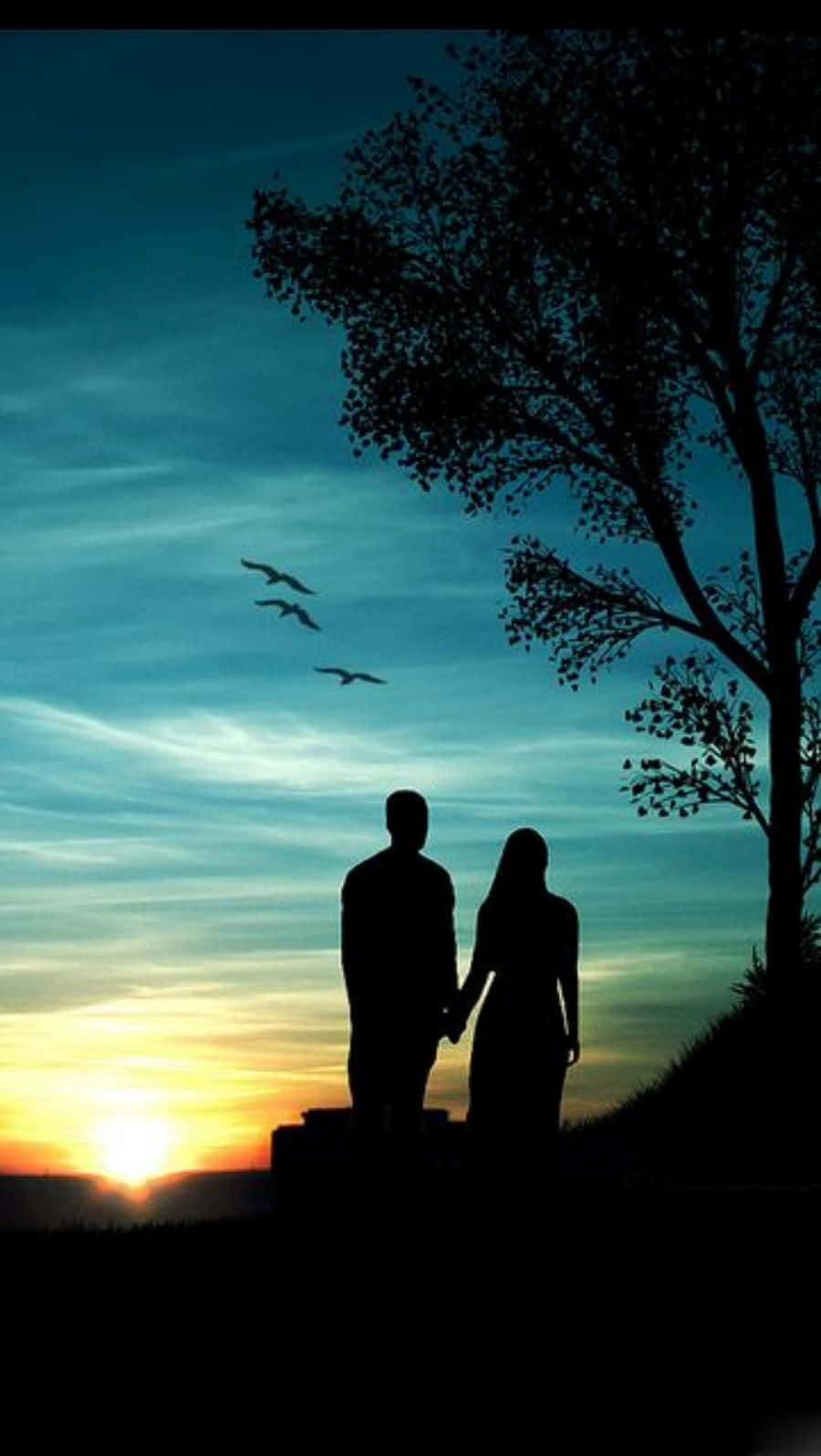 Couple Romance Sunset Blue Sky Picture