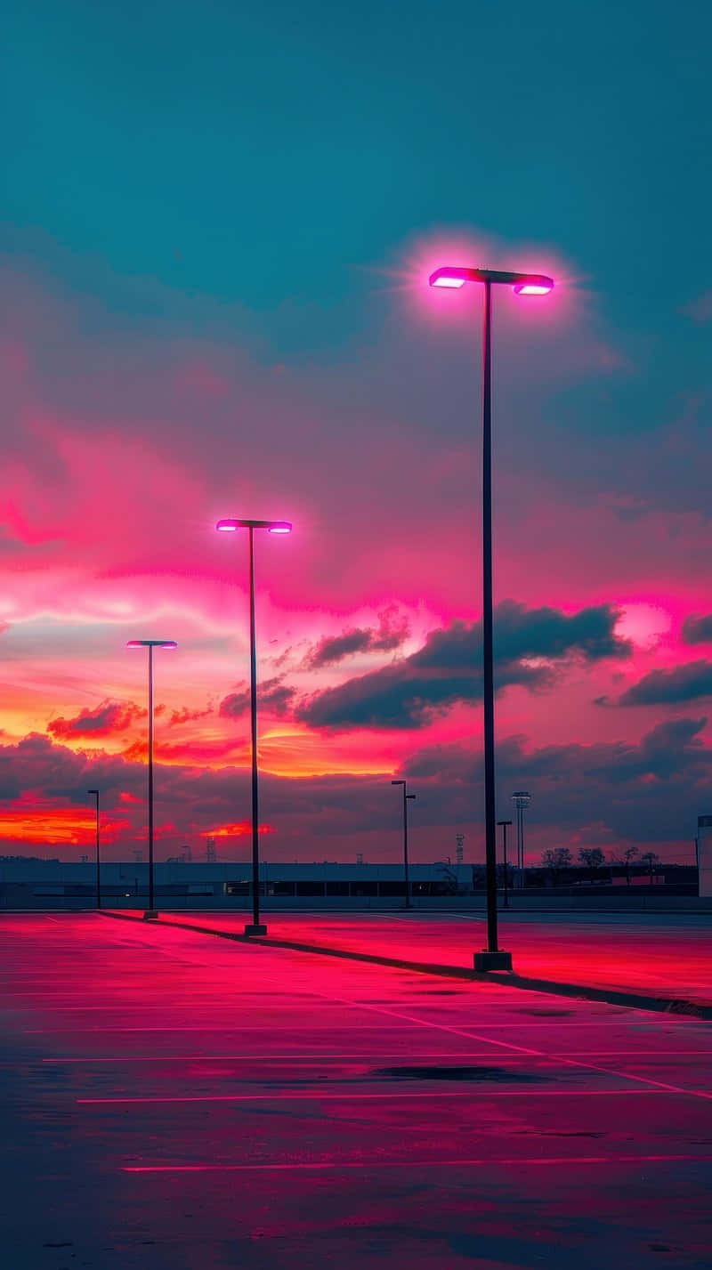 Romantic Aesthetic Sunset Parking Lot.jpg Wallpaper