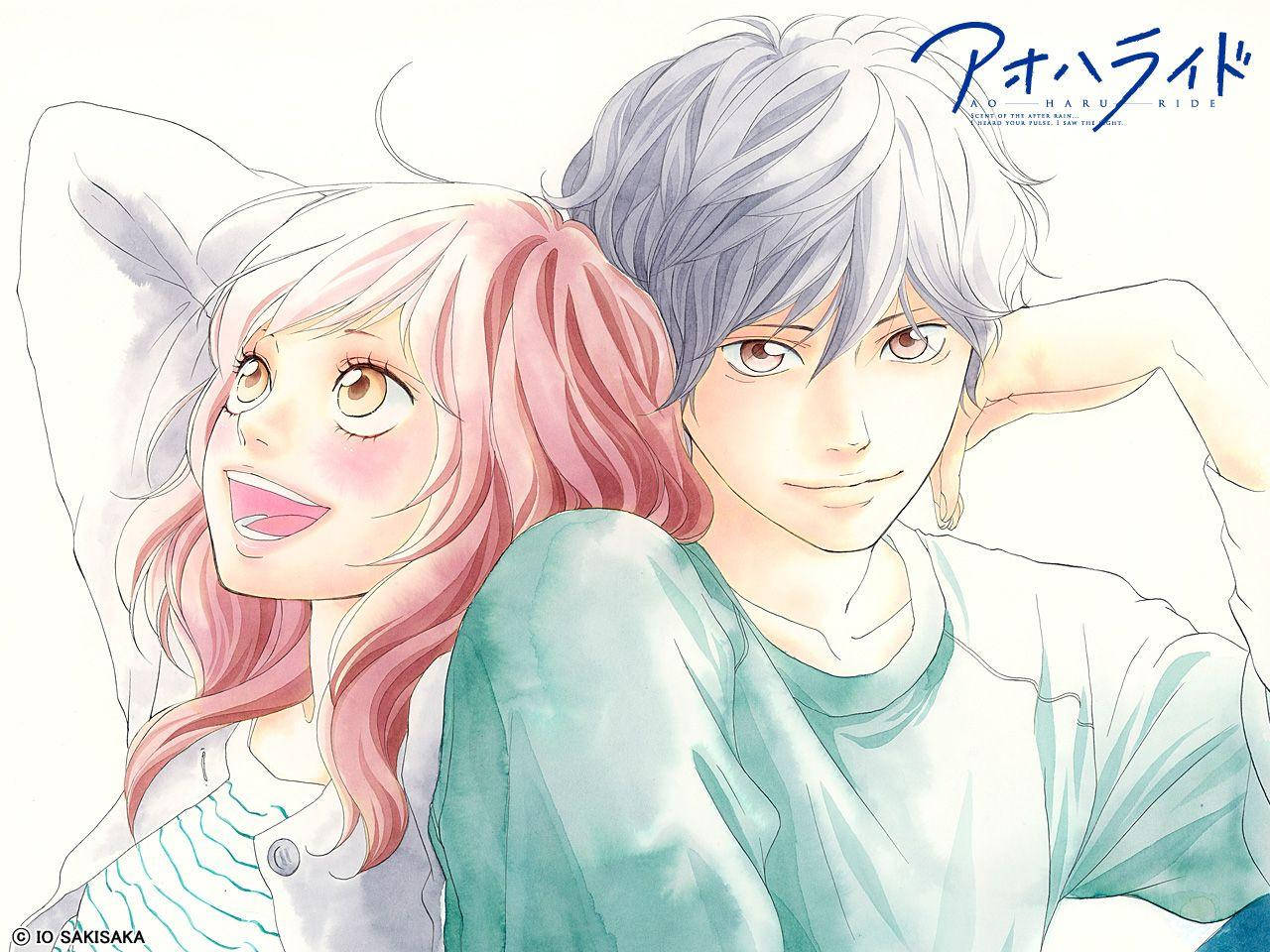 Romantic Anime Couple Sketch Wallpaper