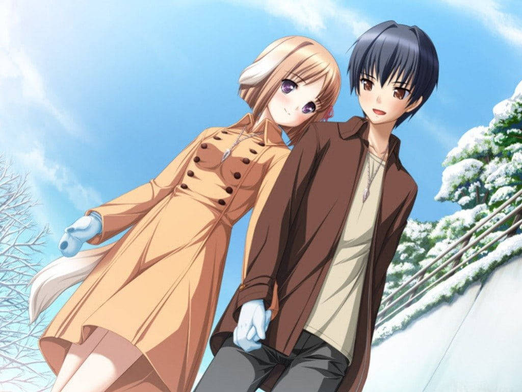 Download Romantic Anime Couples Holding Hands Winter Wallpaper |  