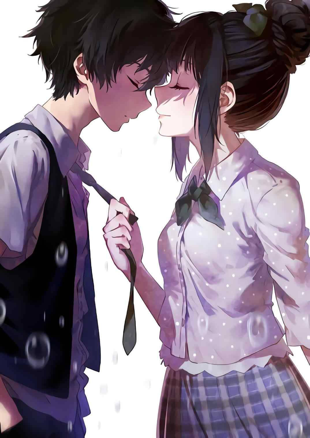 Romantiske Anime-par Mitsuha Taki Tie Pull Wallpaper
