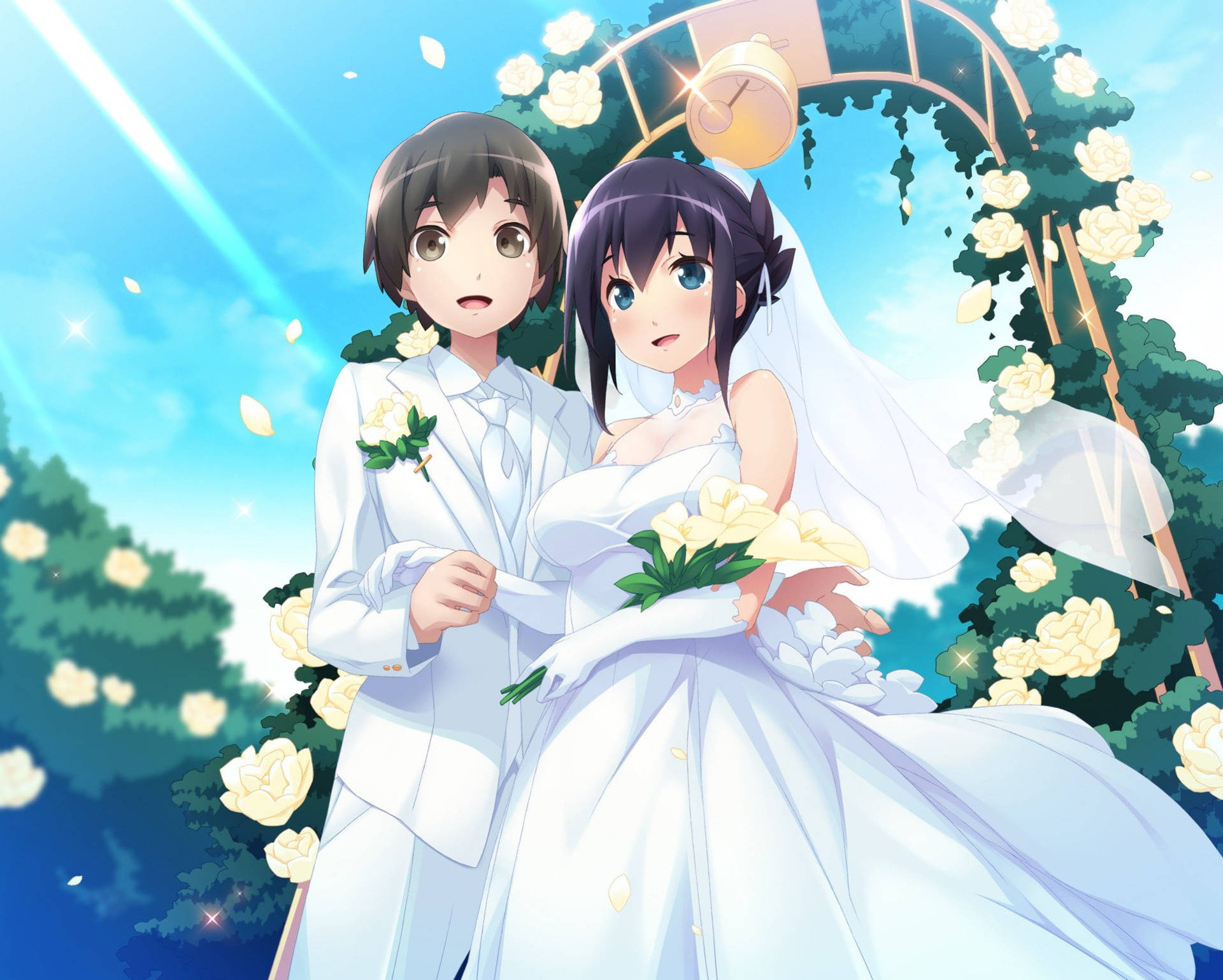 Giorno Del Matrimonio Di Coppie Anime Romantiche Sfondo