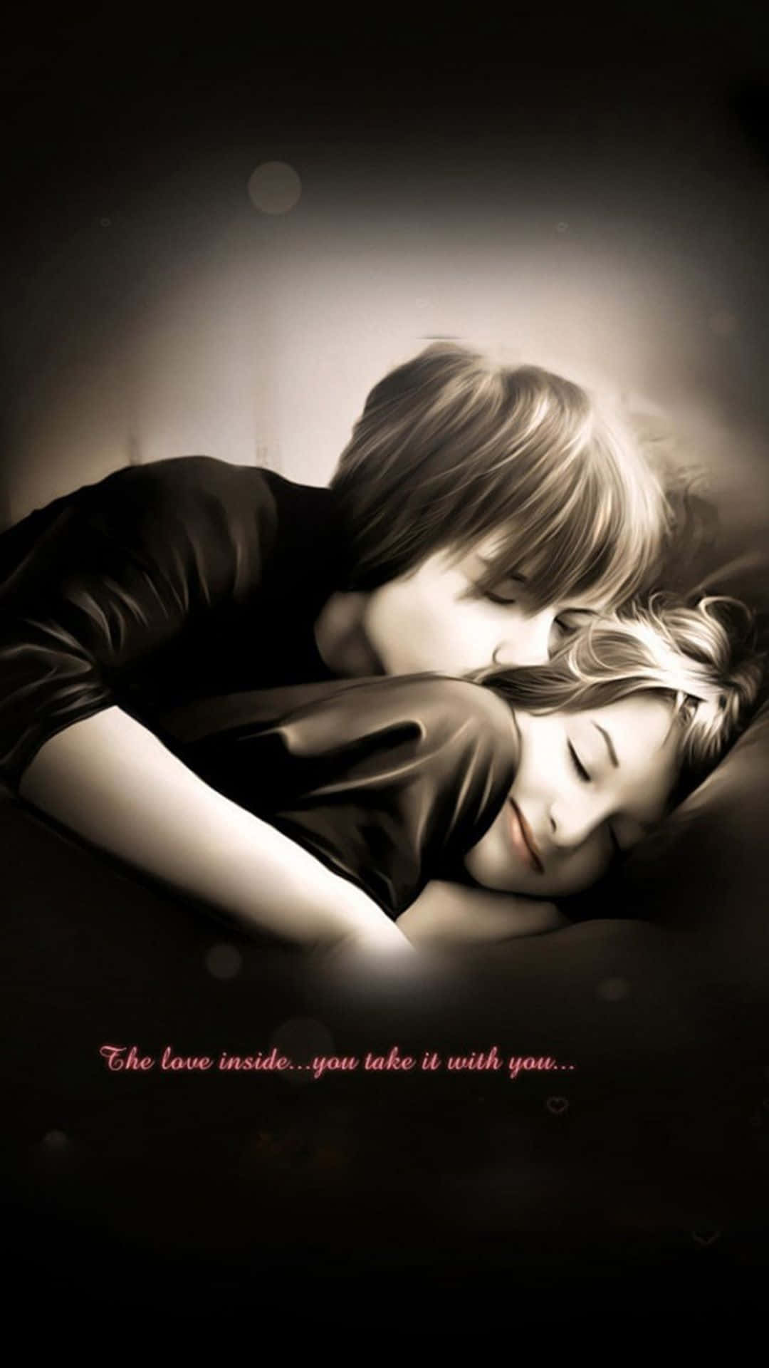 Cuddling Couple Romantic Background Illustration