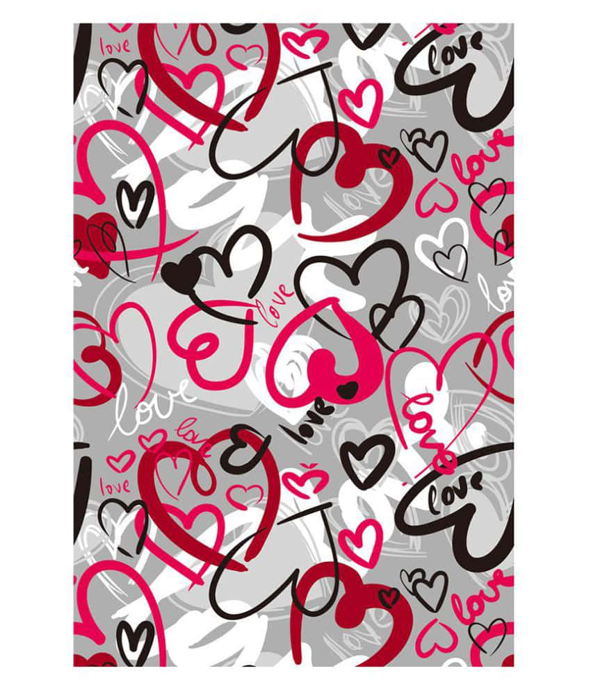 Multicolored Doodled Hearts Romantic Background