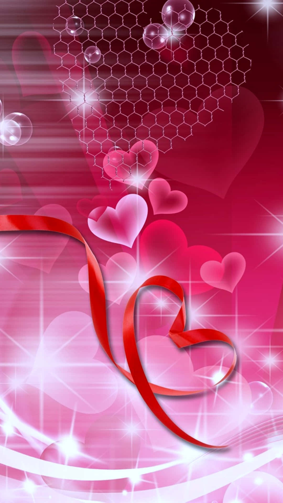 Pink Glitter Hearts Romantic Background Illustration