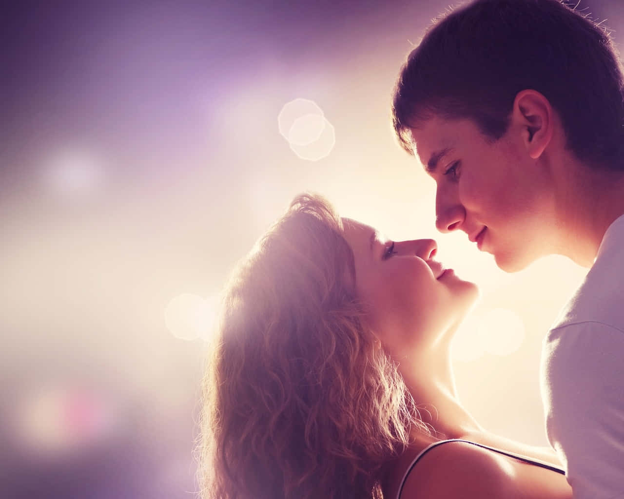 Cinematic Sweet Couple With Bokeh Romantic Background