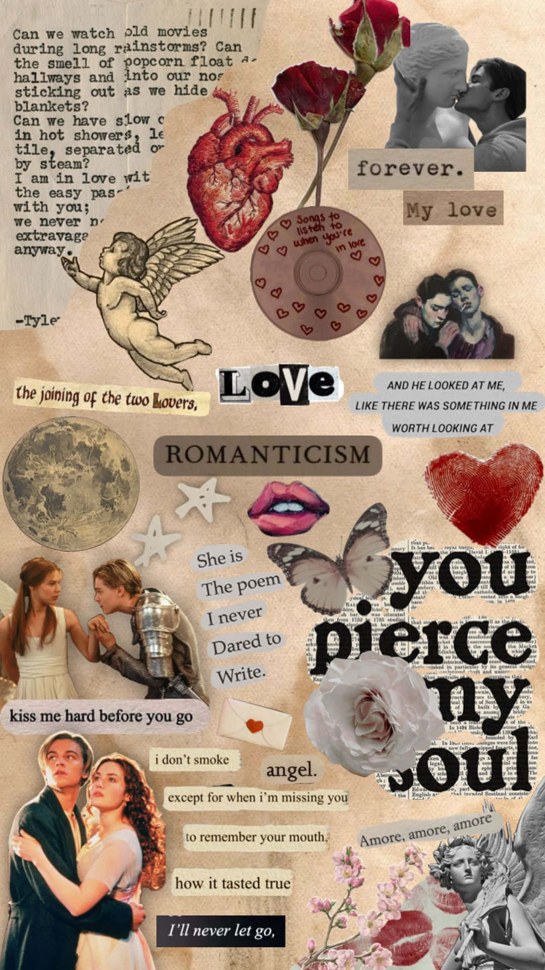 Romantic Collage Aesthetic Wallpaper