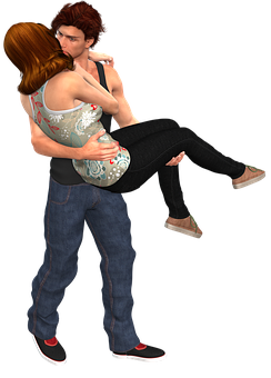 Romantic Couple Carrying Pose PNG