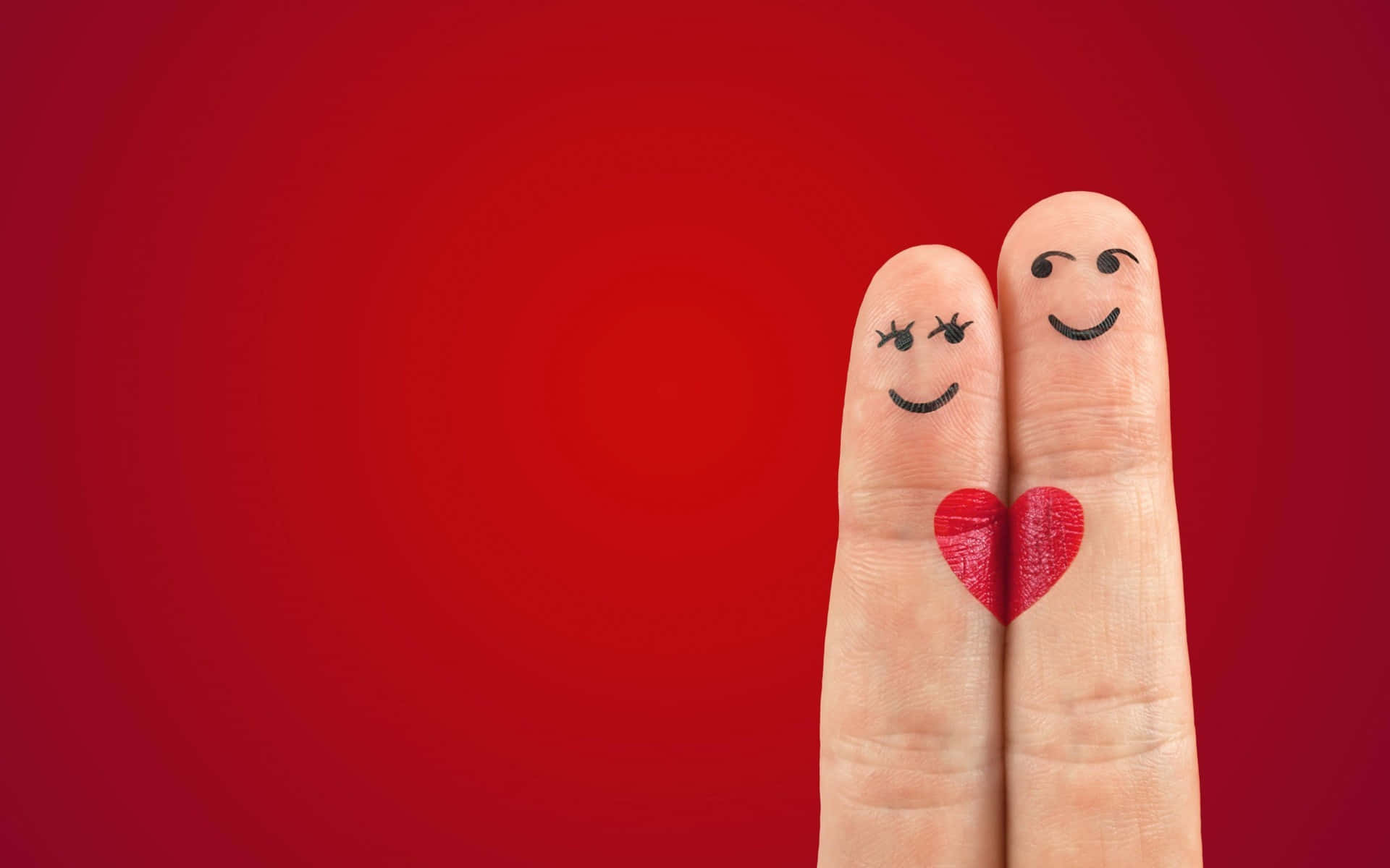 Romantic Couple Finger Red Wallpaper