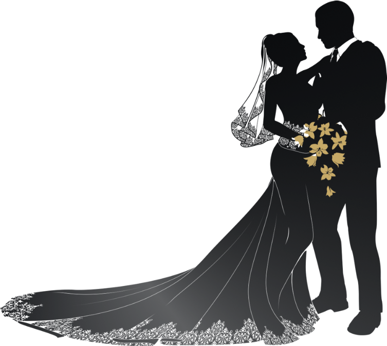 Romantic Couple Silhouette Floral Accent.png PNG