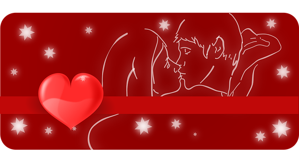 Romantic Couple Silhouette Heart Background PNG