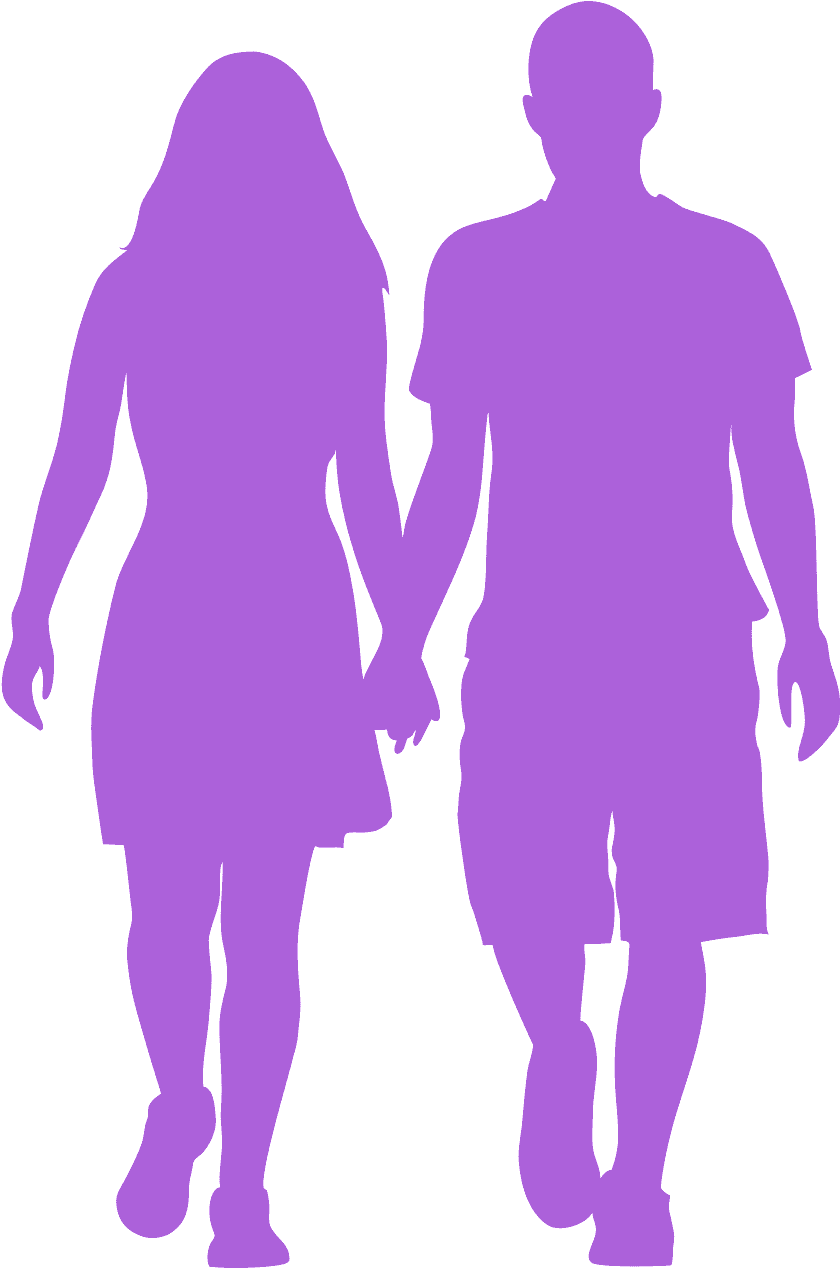Romantic Couple Silhouette Walking Together PNG