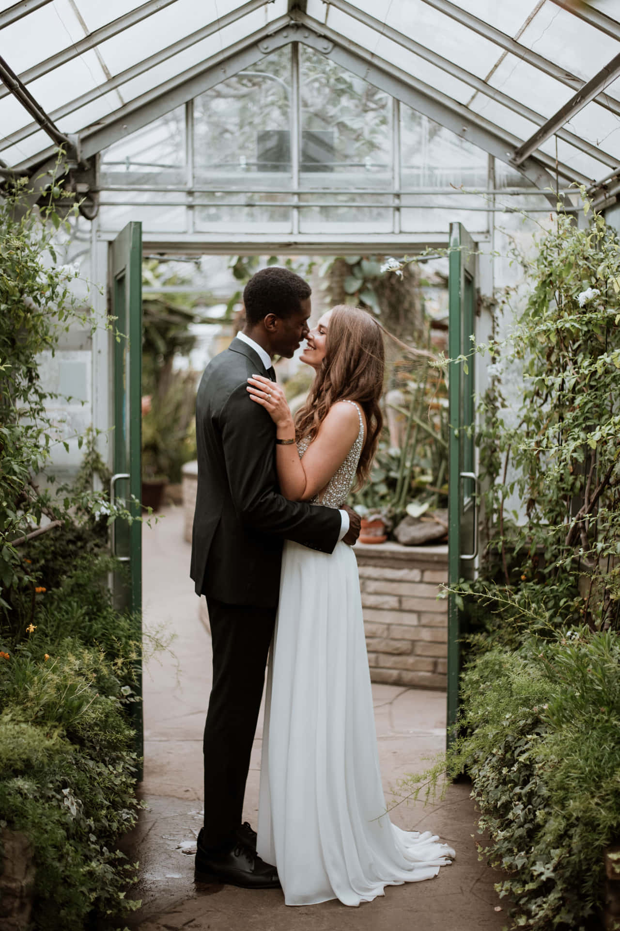 Romantic Couplein Conservatory Greenhouse Wallpaper