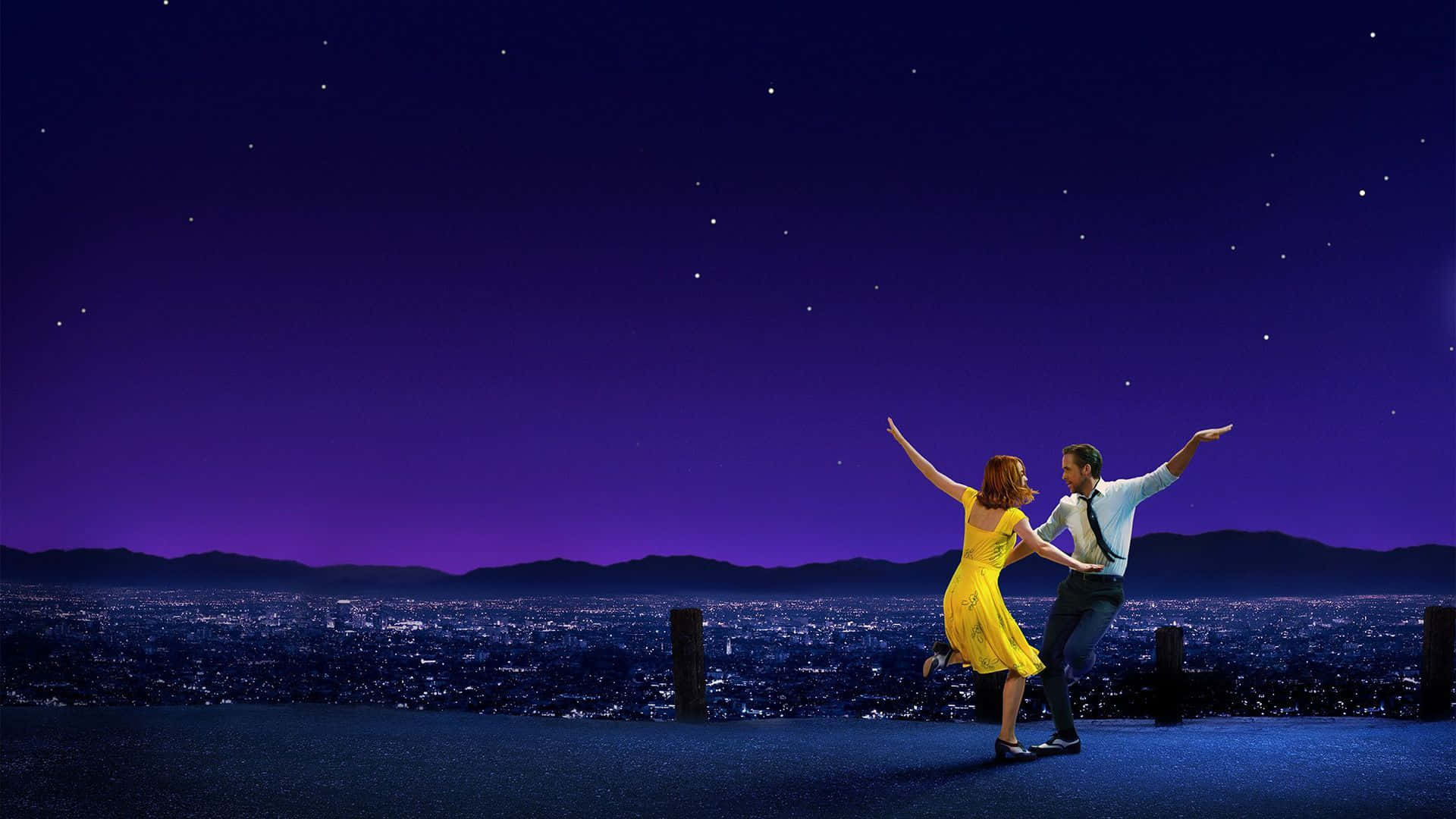 Romantic Dance Under A Starlit Sky In La La Land Wallpaper