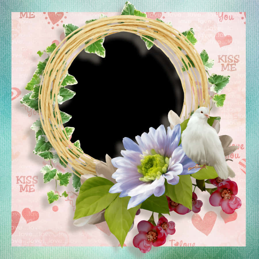 Romantic Floral Framewith Dove PNG