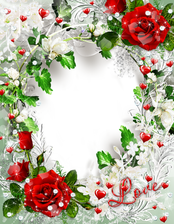 Romantic Floral Love Frame PNG