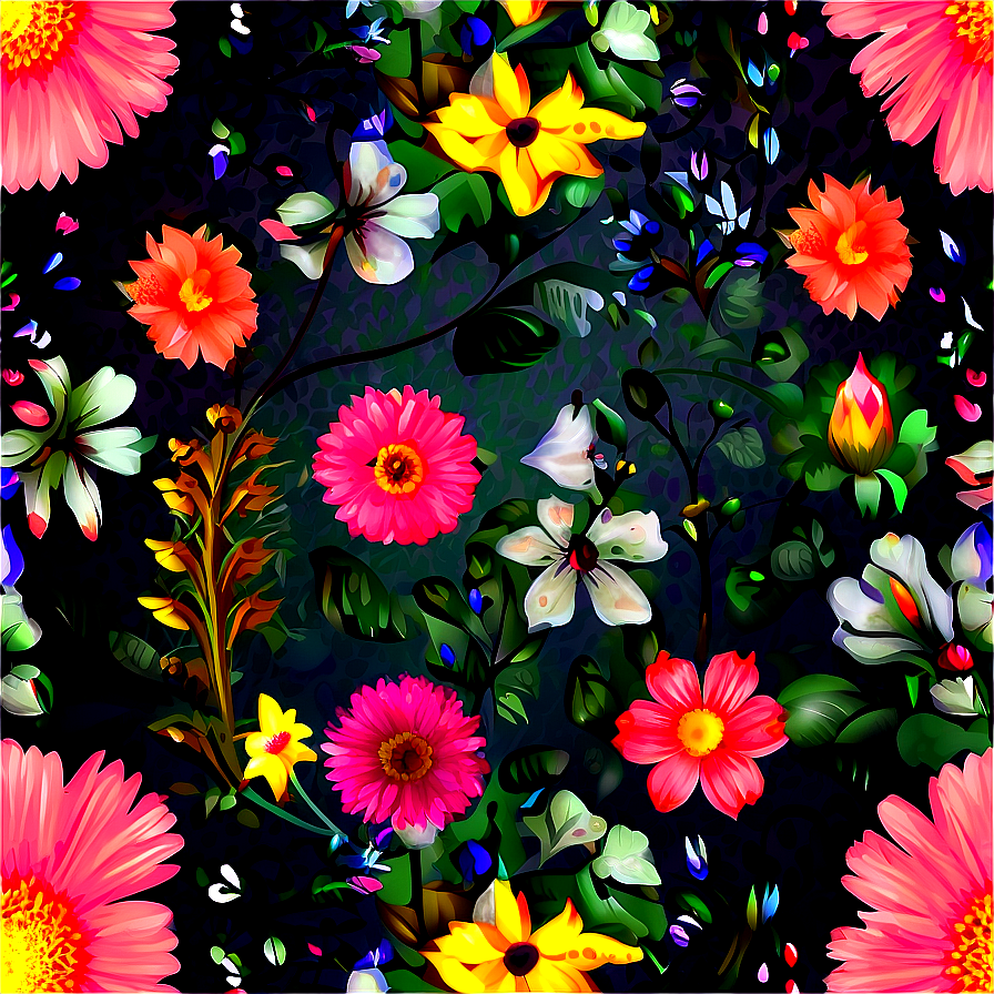 Romantic Floral Pattern Png Owj PNG