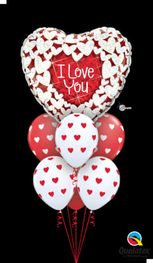Romantic Heart Balloons Love Message PNG