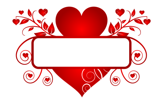 Romantic Heart Banner Design PNG