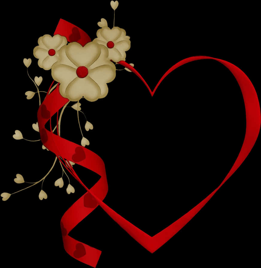 Romantic Heart Floral Design PNG