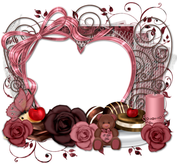 Romantic Heart Frame Design PNG